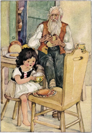 Heidi lifted the bowl with both hands and drank till it was empty.