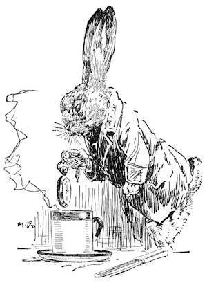 The March Hare took the watch and looked at it gloomily...