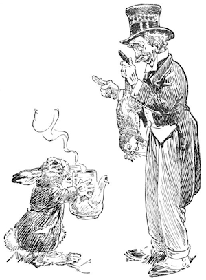 The last time she saw them, they were trying to put the Dormouse into the teapot.