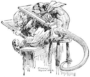 The unfortunate little Lizard began using the ink that was trickling down his face.
