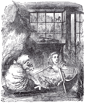 The Sheep and Alice in a rowboat